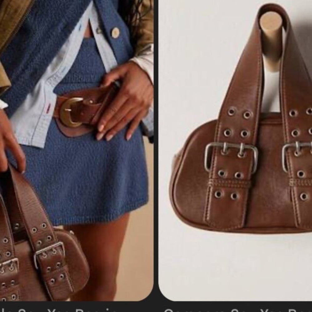 new FREE PEOPLE genuine leather western buckle purse